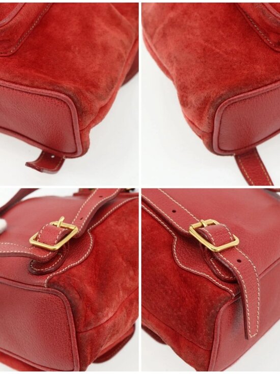 GUCCI Bamboo Backpack Suede Red Gold 003 2058 0030 Auth 175586 main image 9